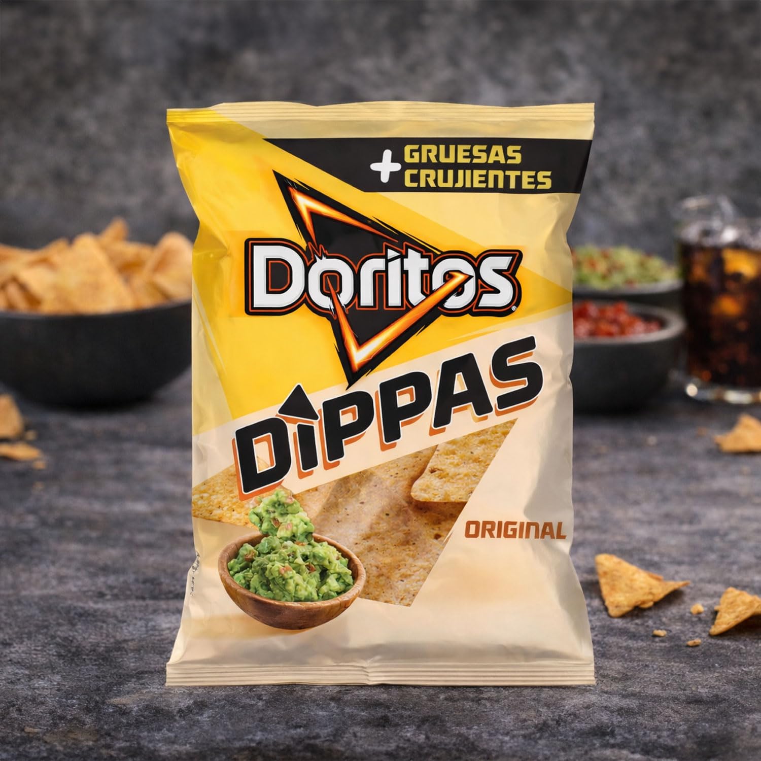 DORITOS Dippas Nachos de Maíz Sabor Original para Aperitivo y Dips, Bolsas Individuales de 150 g, Pack de 15