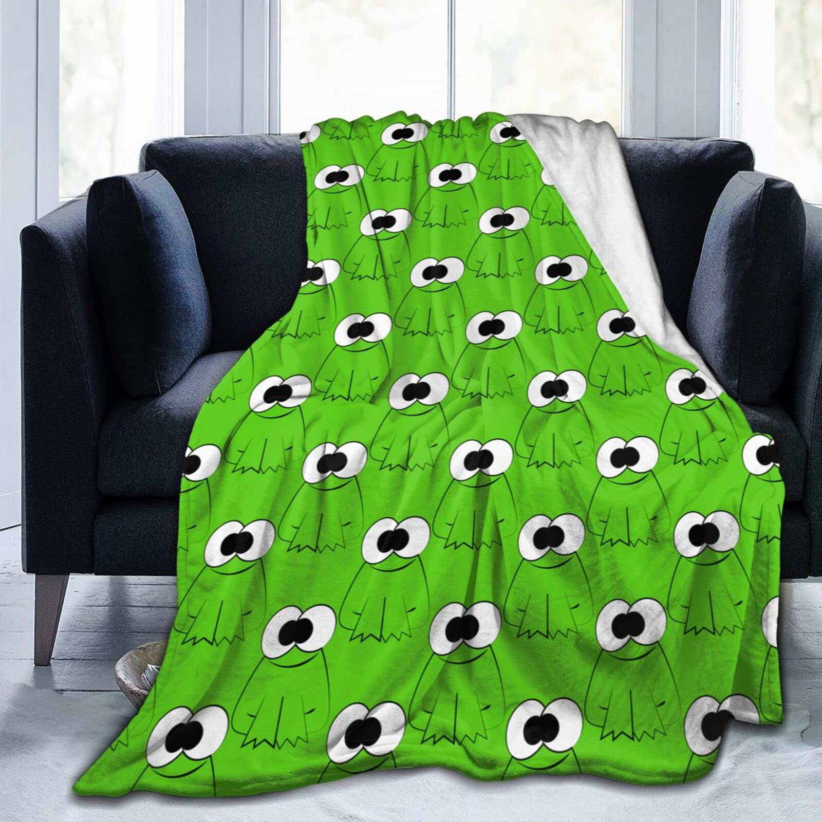 Lsjuee Cute Frog Throw Blanket Soft Cozy Lightweight Blankets Funny Frog Print Flannel Blanket for Sofa Couch Bed Office 50"X40"