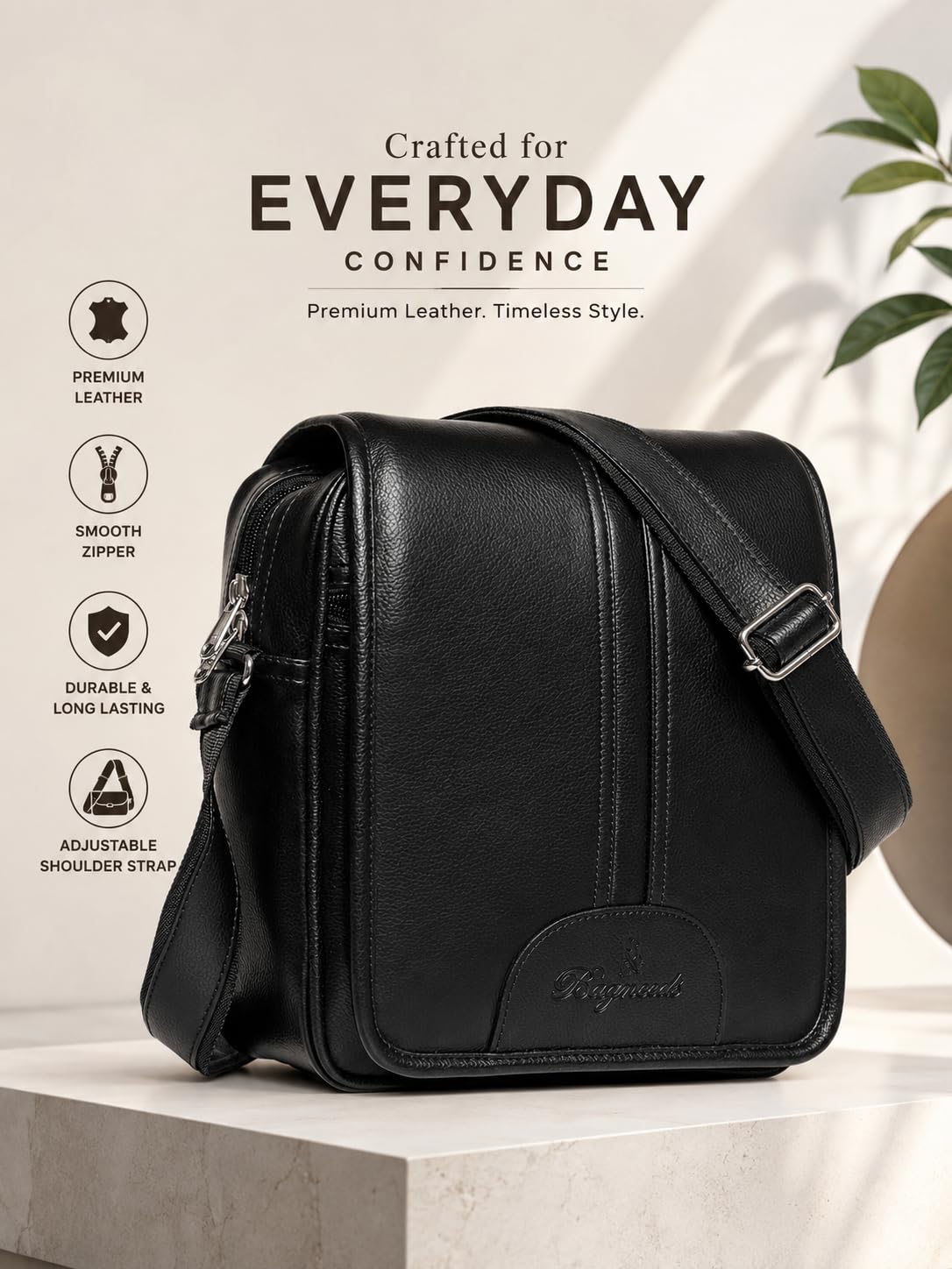 Bagneeds Messenger Bag for Office College & Travel | Premium Crossbody Sling Bag | Multi-Compartment Shoulder Bag for Mobile Tablet Books & Daily Essentials | Stylish Casual Side Bag BLACK 4