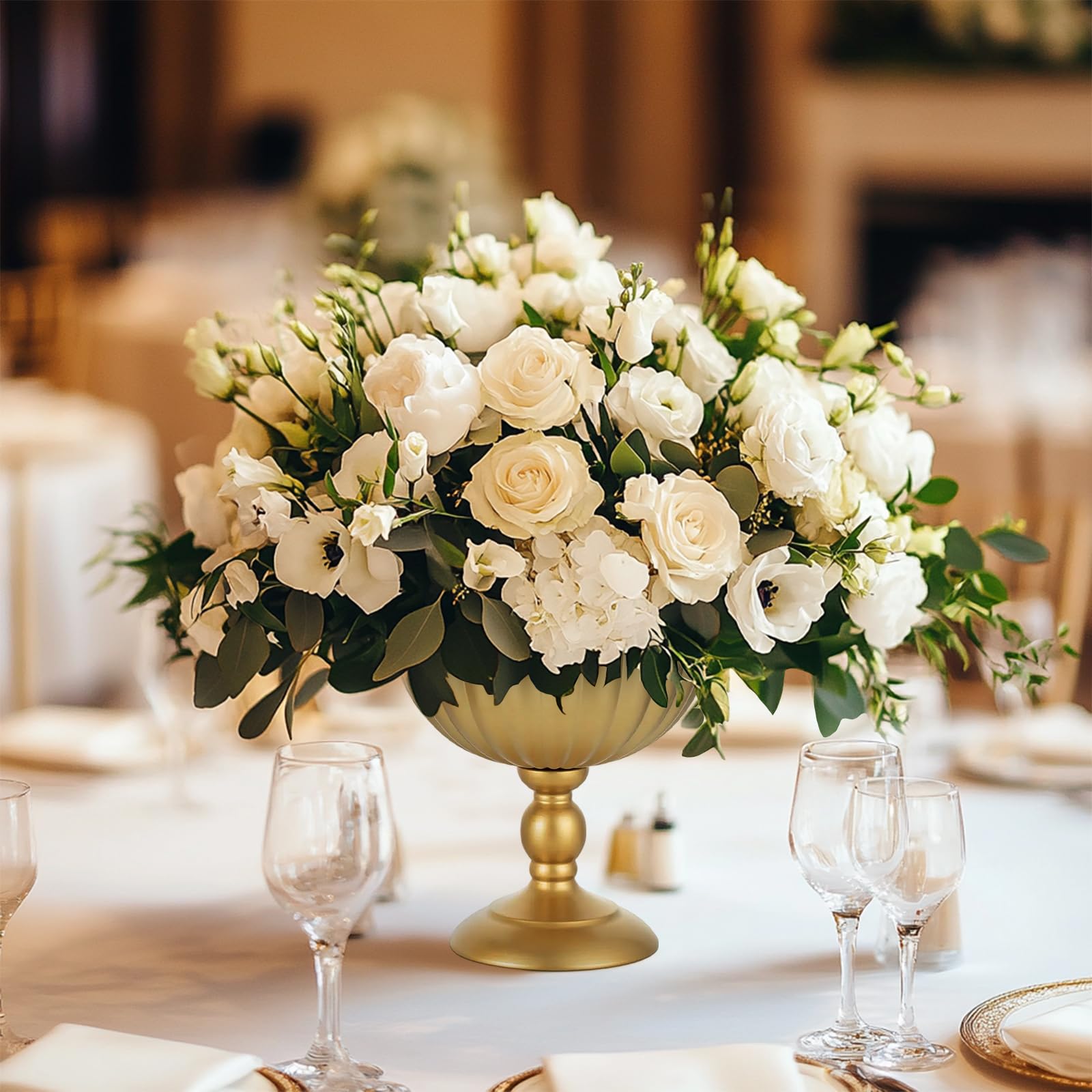 Sziqiqi Oro Vaso per Centrotavola Matrimonio: Vasi Alti 20 cm per Decorazioni da Tavola - Vaso a Urna in Metallo per Composizione Fiori Set di 10 - Vasi Elegante per Festa Compleanno Natale