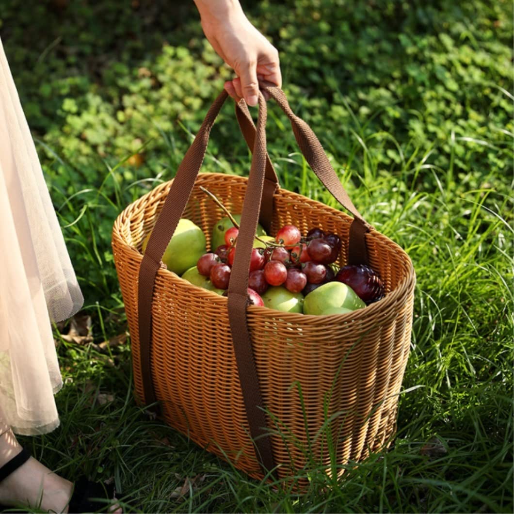 Koszyk Piknikowy Woven Storage Box Bag Z Uchwytem Kosz Piknikowy Kuchenny Na Chleb Plenerowy