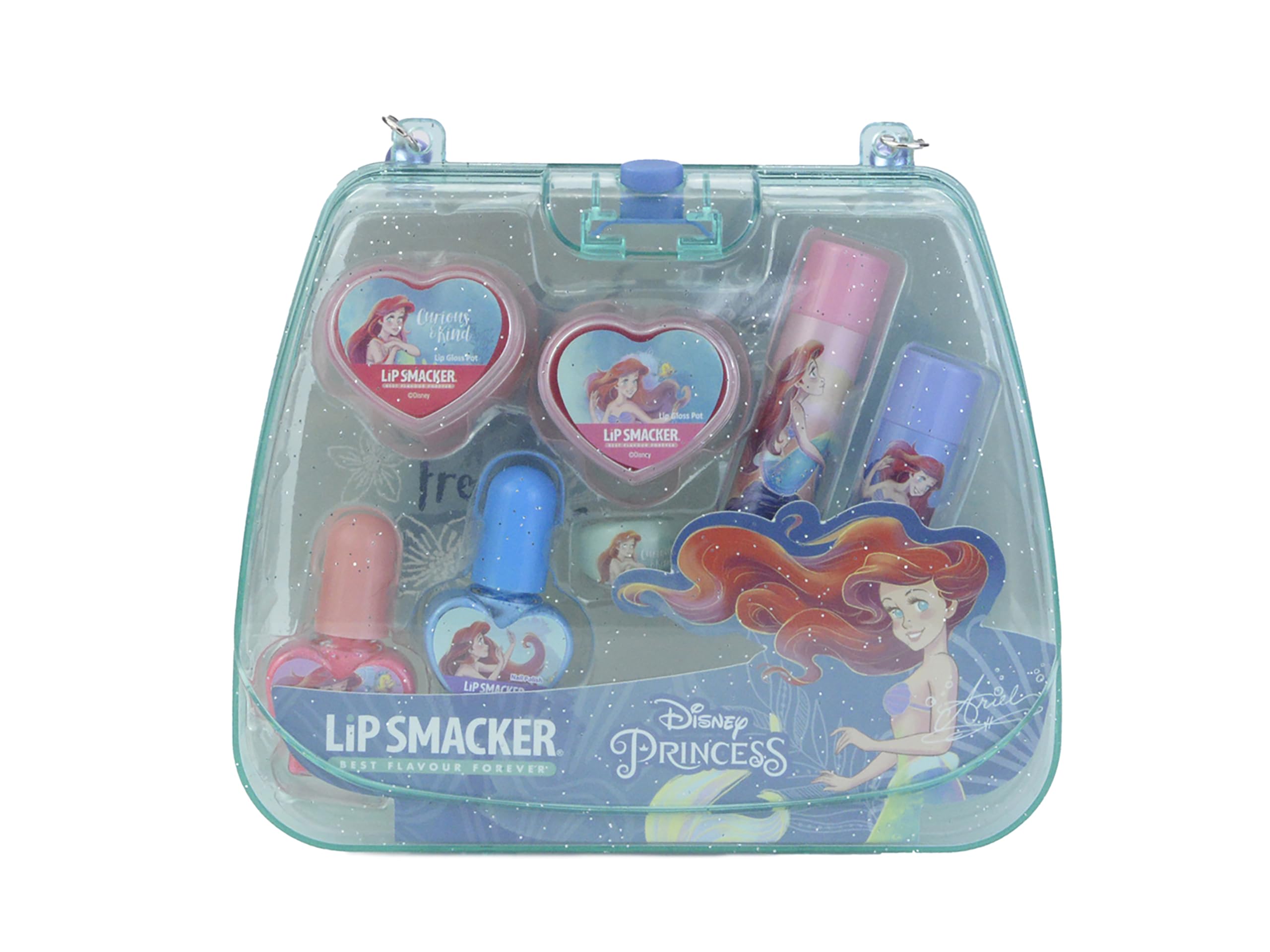 Lip SmackerPrincess Ariel Mini Tote Bag, All-in-One Safe-to-Use Make-up Gifset for Kids Including Make-up for Face, Lips and Nails with Beauty Accessories Included for your Kids' Princess Look