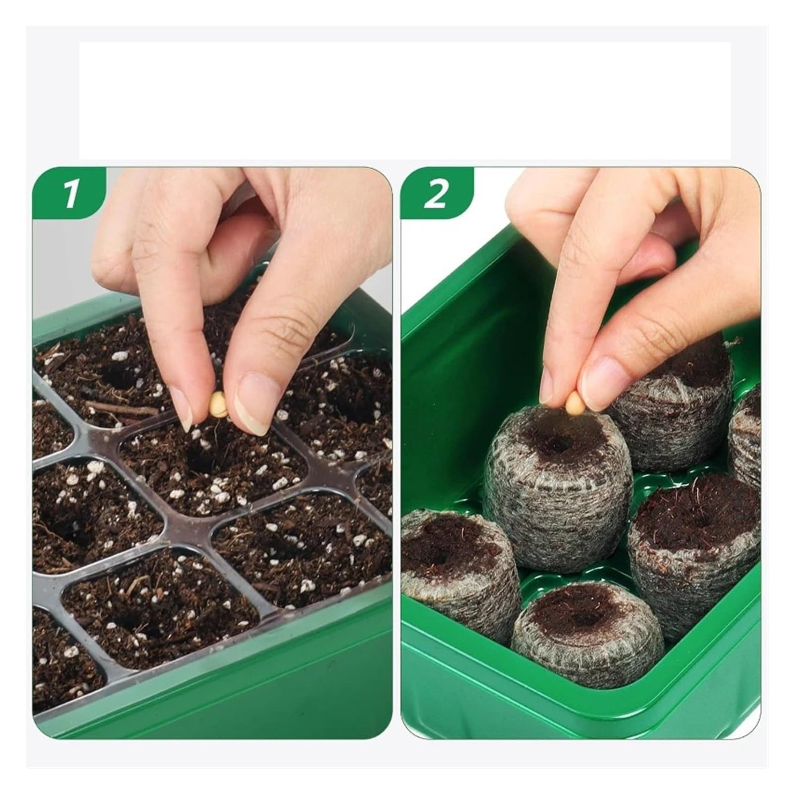 Bandejas Semilleros Kit de 10 bandejas for plántulas, kit de inicio de semillas, minipropagador, kit de cultivo de plantas con cúpulas con ventilación de humedad y base for iniciar semillas Invernader
