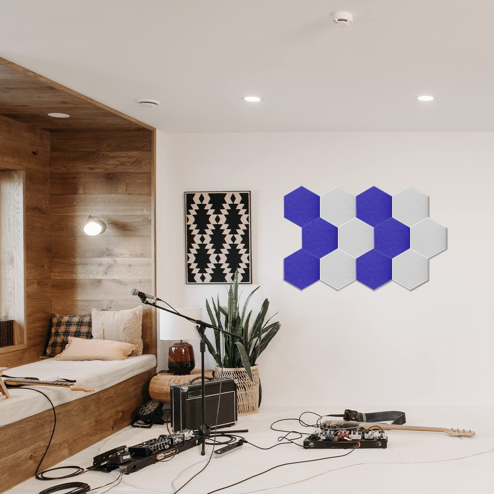 18 Pack Acoustic Panels-12"X10"X 0.4" Self-Adhesive Soundproof Wall Panels High-Density Sound Absorbing Panel Acoustic Treatment Panel Used In Home & Offices (Black Hexagon