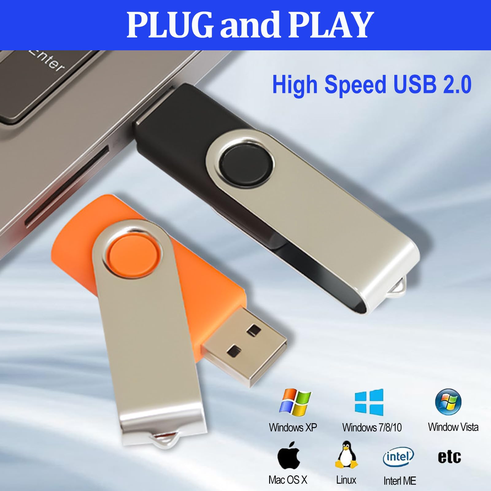 20 Stück 4GB USB Stick USB 2.0 Speicherstick Rotate Mehrfarbig Bulk Memory Sticks (4GB, 20 Stück)