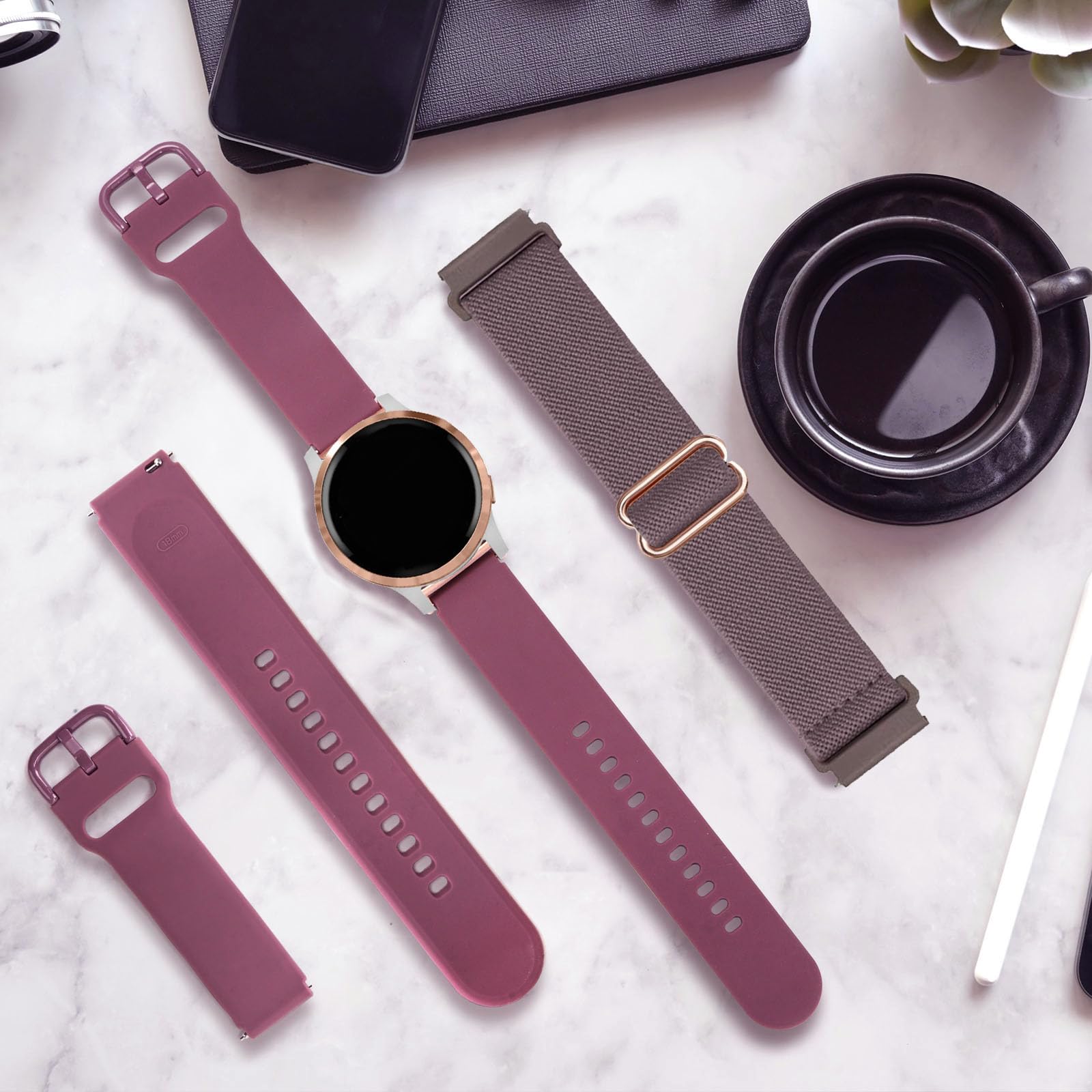 TUCOMO 2 Pack Stretchy Nylon & Silicone Watch Bands Compatible with Garmin Venu 2S/Venu 3S/Vivoactive 4S/Vivomove 3S - Image 2