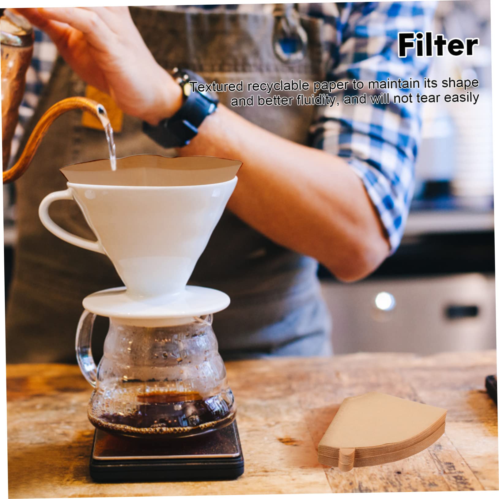 SHINEOFI 200piezas Filtros Conicos Desechables Unids Accesorios Para Cafetera Filtro
