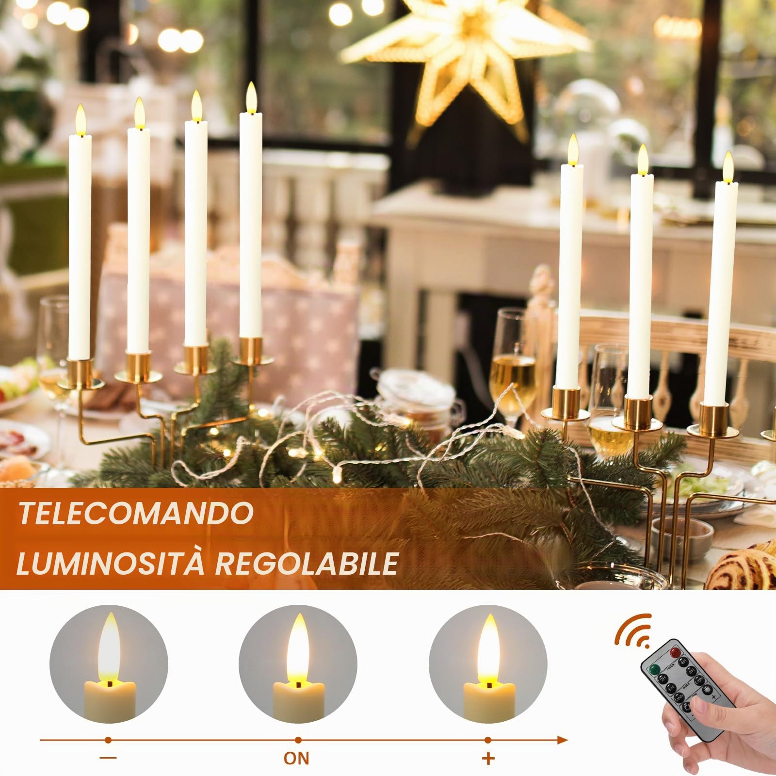 Candele a LED con telecomando, senza fiamma, con funzione timer, 12 pezzi, per Natale, decorazione della casa