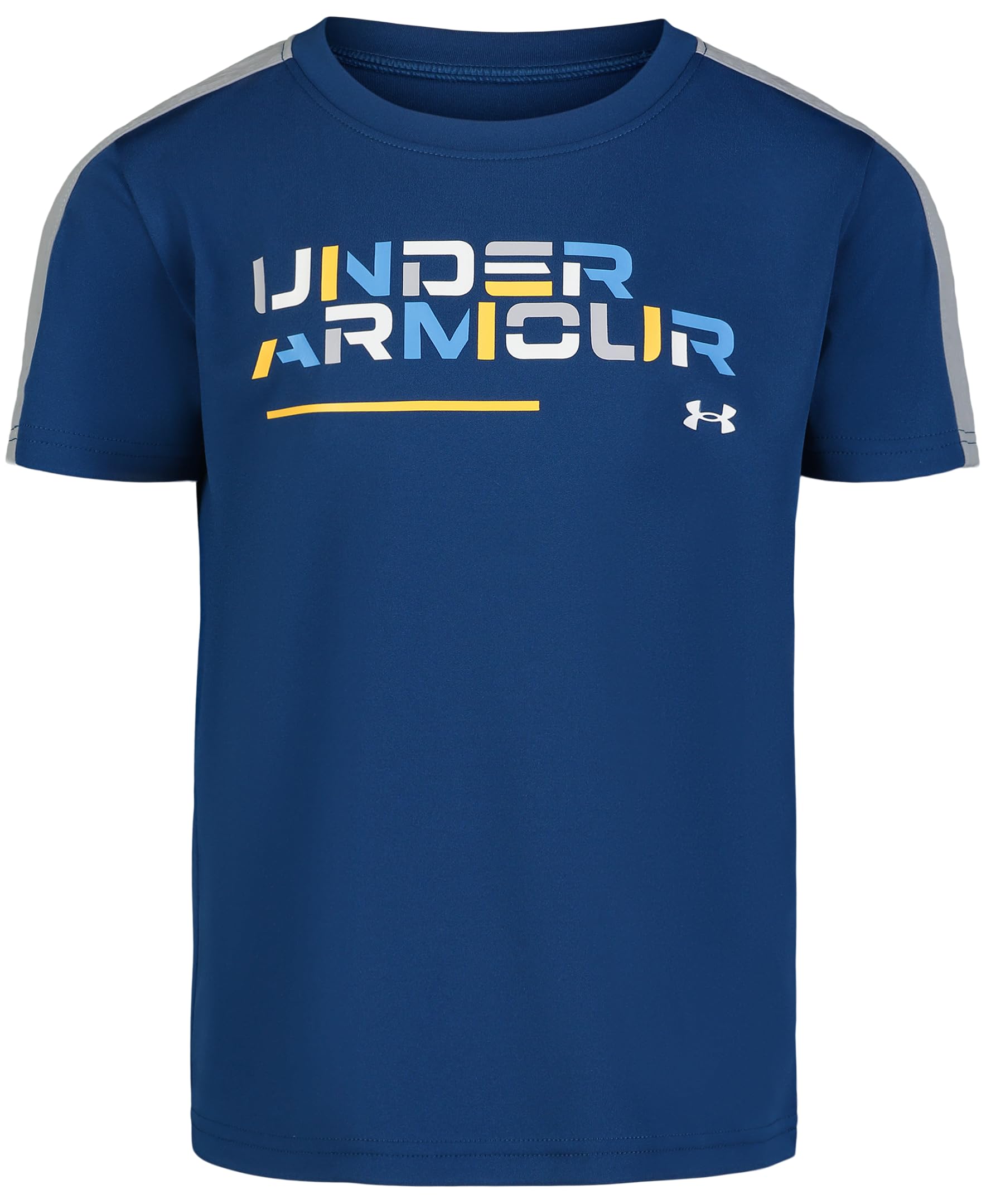 Under Armour Boys Short Sleeve Wordmark Graphic T-Shirt Lightweight Breathable Relaxed Fit Blue Retro 3T