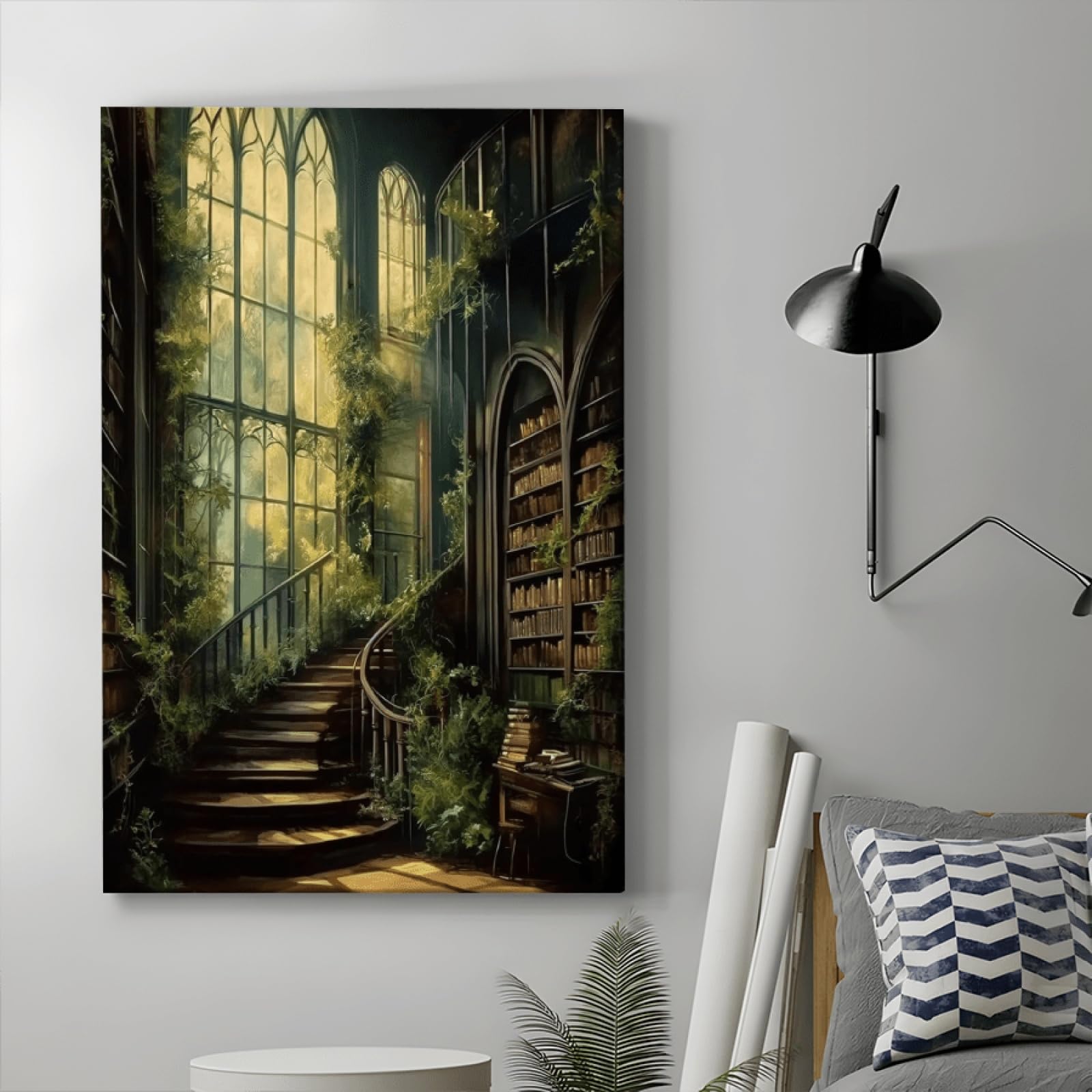 lianyibo 1 sztuka obrazów Dark Academia, gotycka sztuka ścienna, plakat na płótnie, plakat do sypialni, salonu, korytarza, dekoracja ścienna, 60 x 90 cm, bez ramy