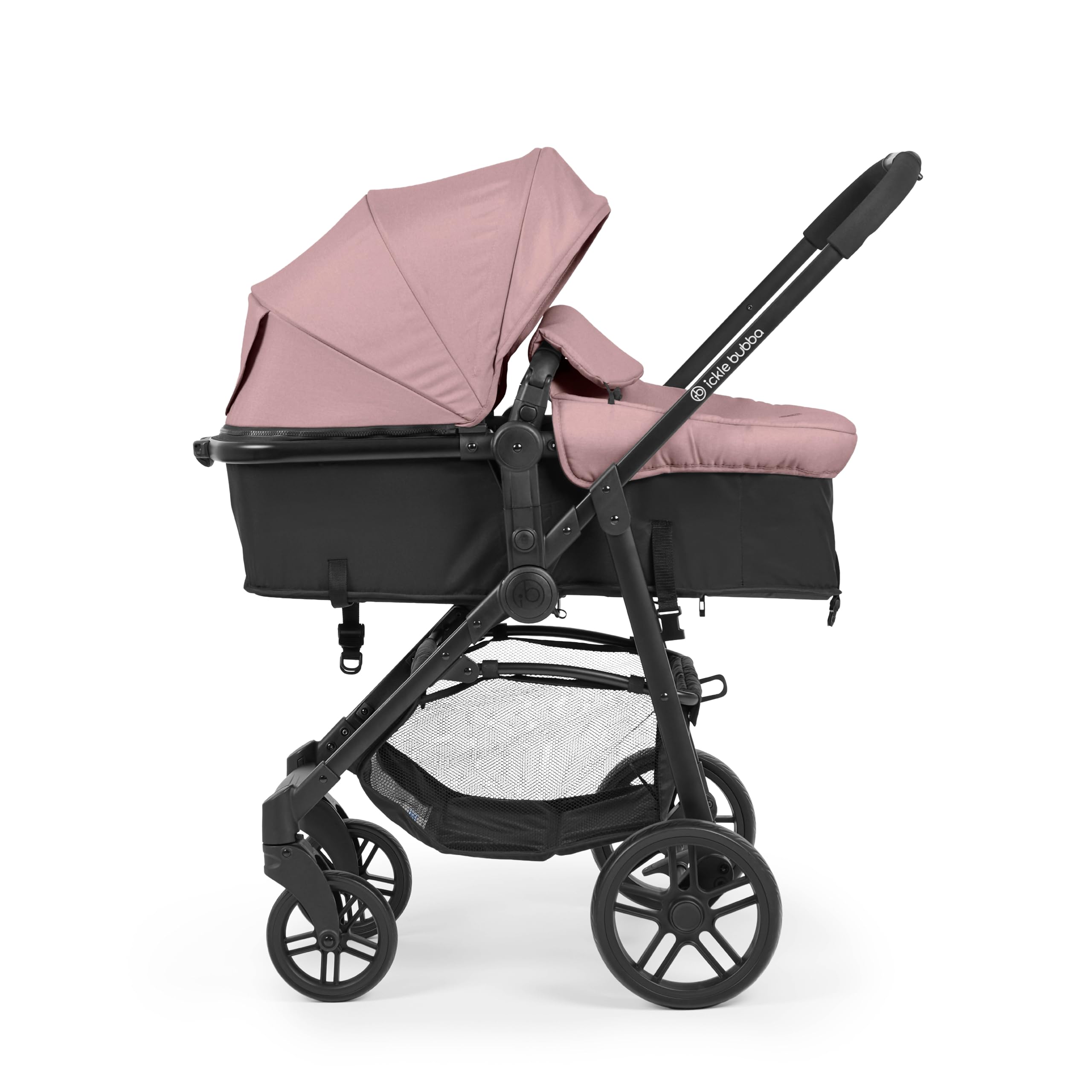 Ickle Bubba Star 3-in-1 Travel System (Dusky Pink) – Includes Astral Group 0+ Car Seat (R44 Approved), from Birth to 15kg, Convertible Reversible Seat, One-Hand Fold, Large Basket, UPF 50+ Hood