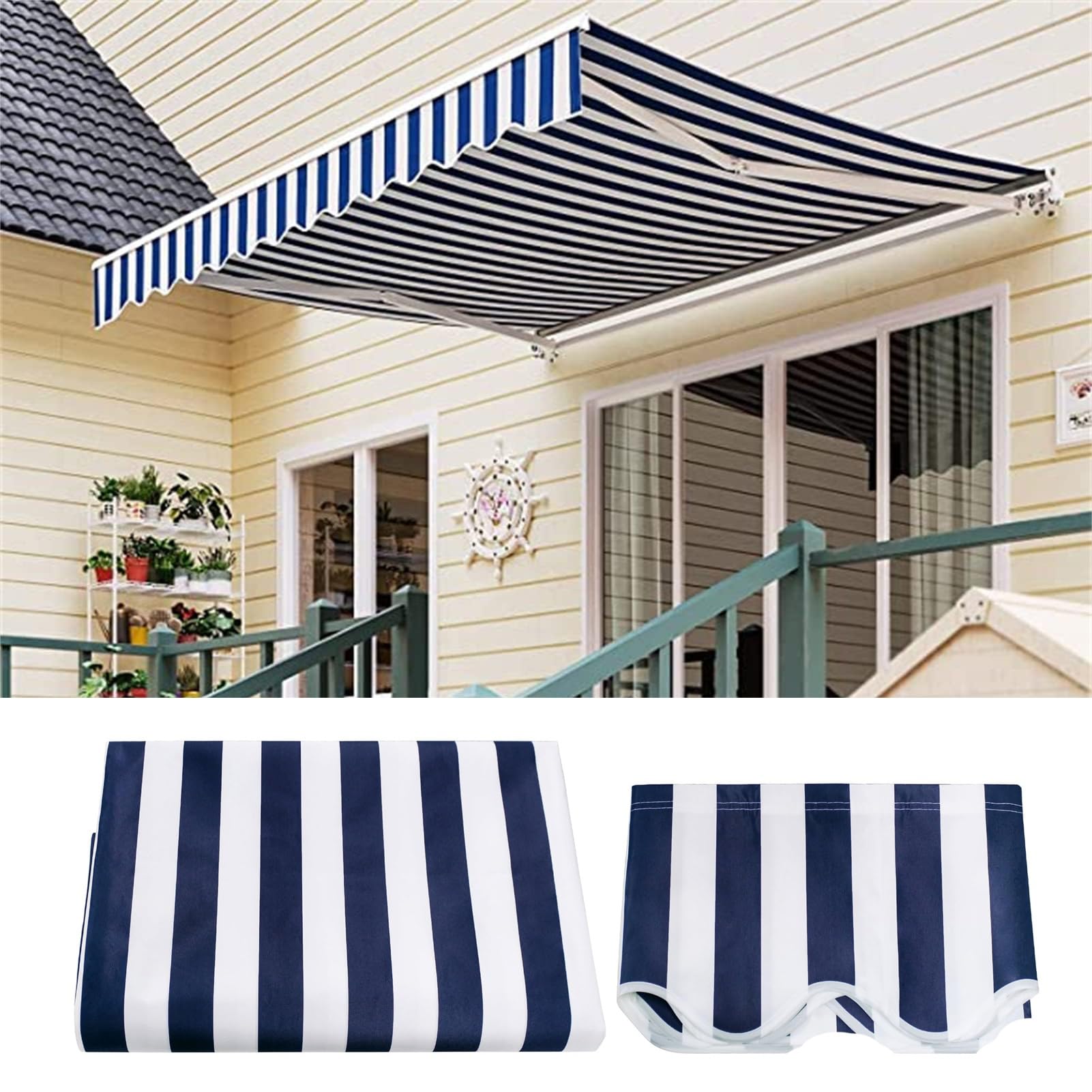 ZSPINJIARetractable Patio Awning Top Sunshade Replacement Many Sizes Waterproof Canvas Fabric Outdoor Sun Shade Shelter Cloth 280g 100% Ployester Canopy (Color : L X W, Size : (16x10ft) 5x3m)