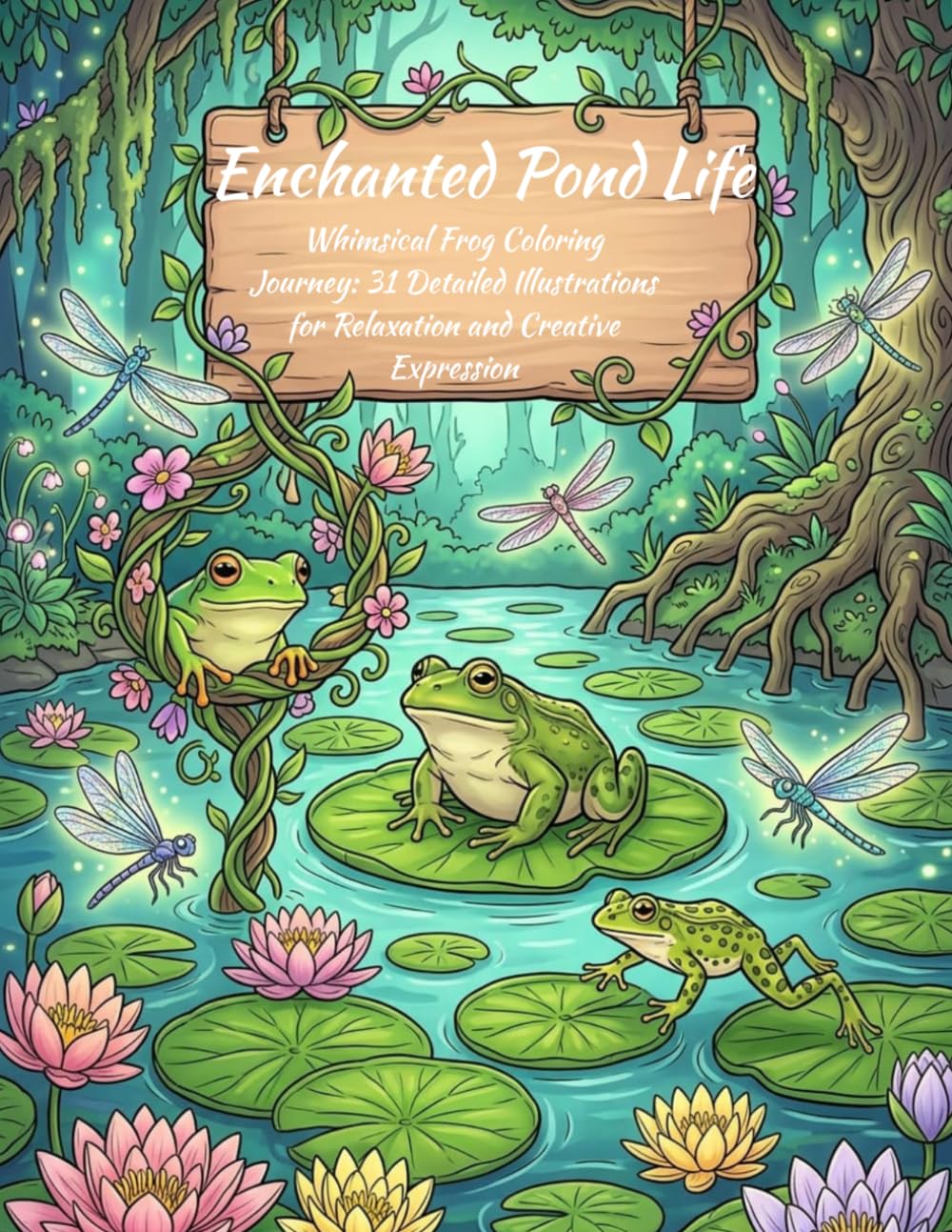 Enchanted Pond Life: A Whimsical Frog Coloring Journey: 31 Detailed Illustrations for Relaxation and Creative Expression