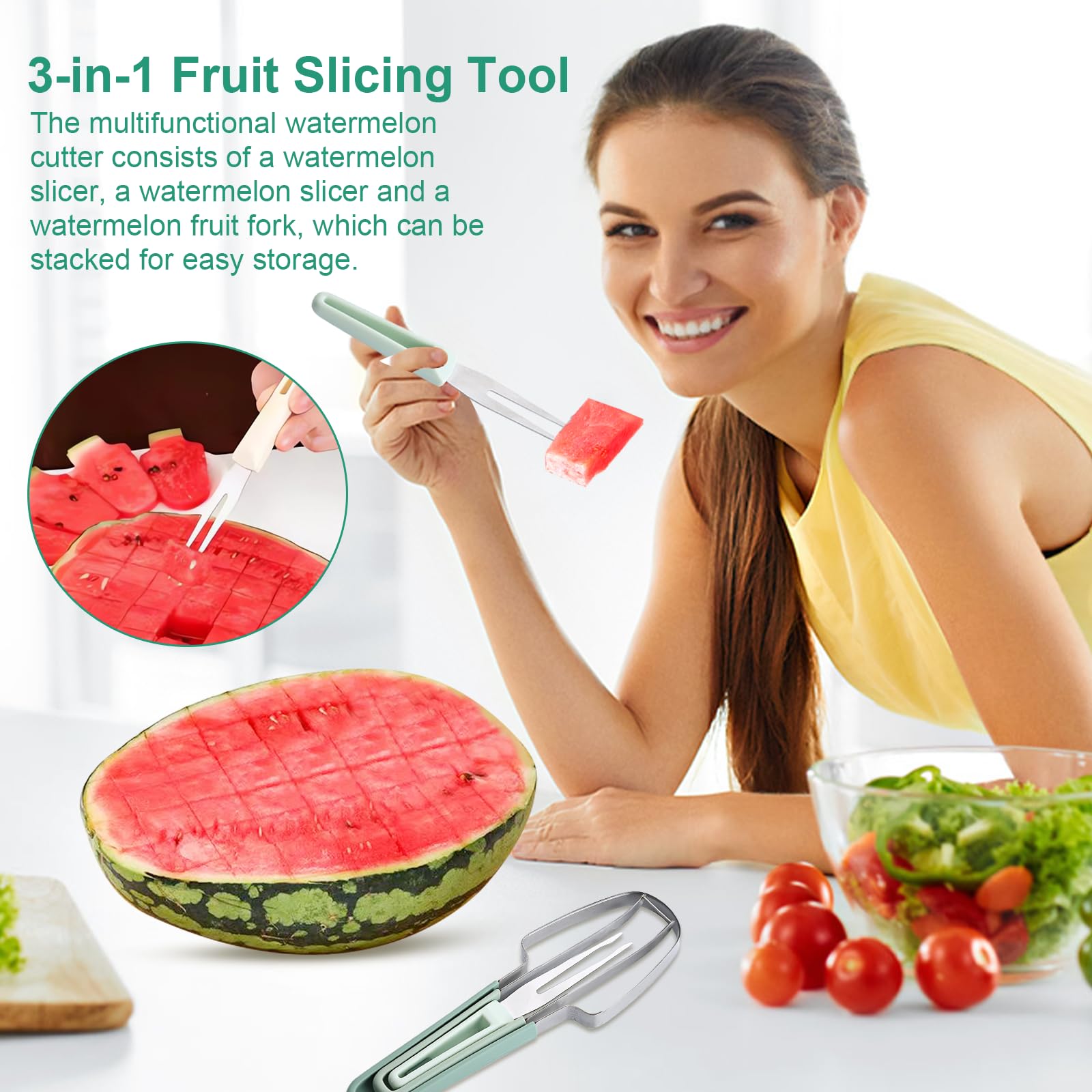 ACTOYS Melonenschneider, Wassermelonen Schneider, Melonenschneider Edelstahl, Melonen Schneider