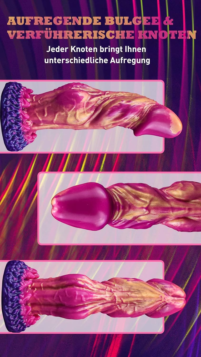 Dildo Realistico con Forte Ventosa, Vibratore Anale da 22 Cm, in Silicone Brillante, Vibratore Mostruoso, Replica Morbida del Pene con Nodo Spesso, Giocattolo Sessuale per Donne E Uomini