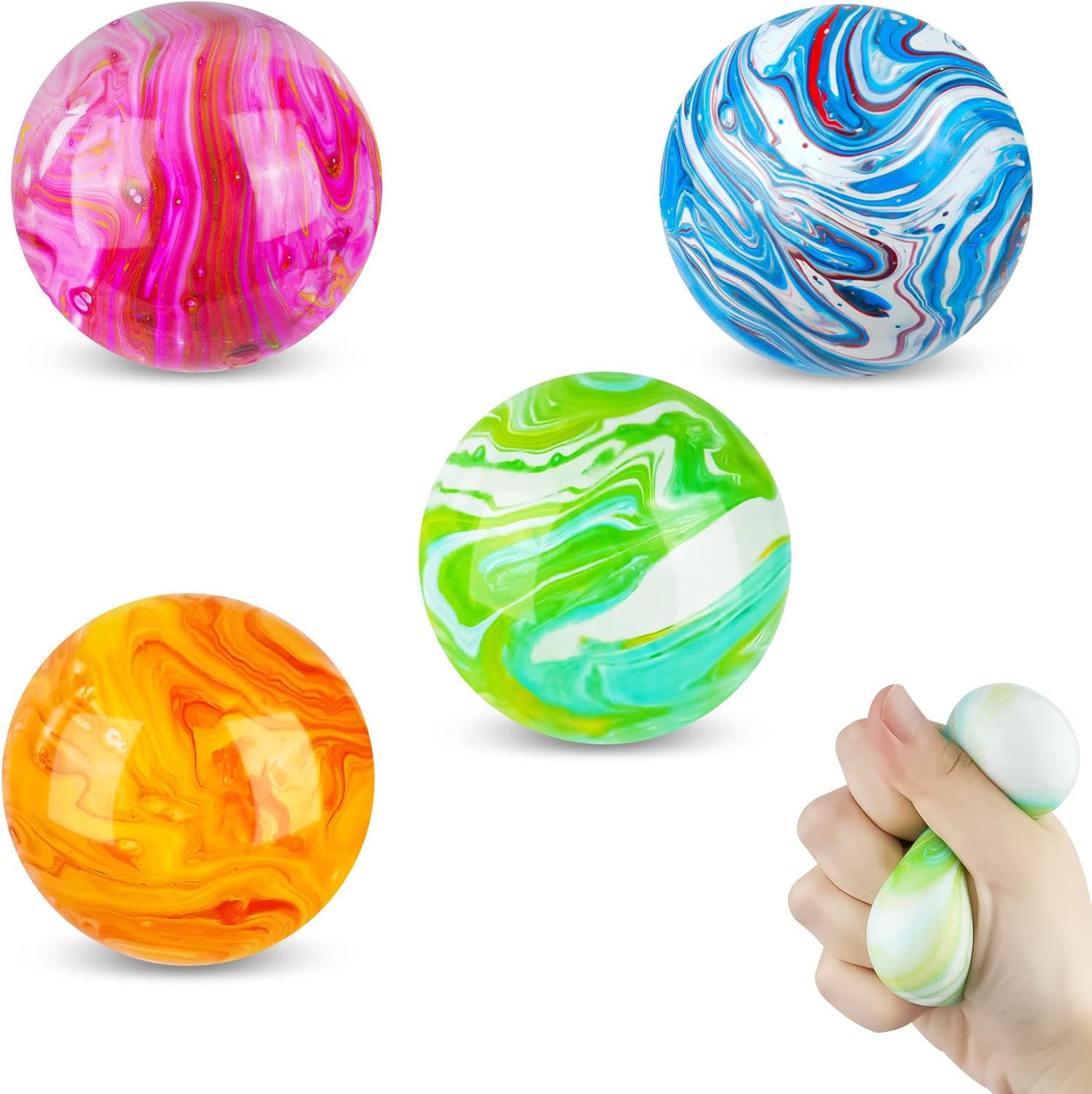 Lot De 4 Balles Anti-Stress Colorées Ainiv - PU Souple 5 Cm - Soulage L'Anxiété Et Le TDAH - Jouet Sensoriel Pour Tous