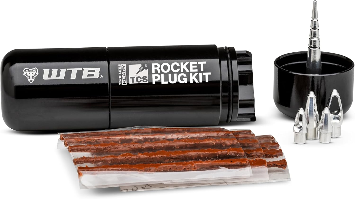 WTB Rocket Bike Tire Repair Kit - Easy Tire Plug Kit for Tubeless Mountain & Gravel Bike Tires. Includes 15 Plugs & 4 Reusable Anchors