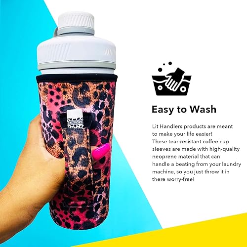 Miniatura 8 de Lit Handlers Funda para vaso con asa, funda de neopreno para taza de 30 a 38 onzas y soporte para vaso con asa y bolsillo, funda aislada resistente