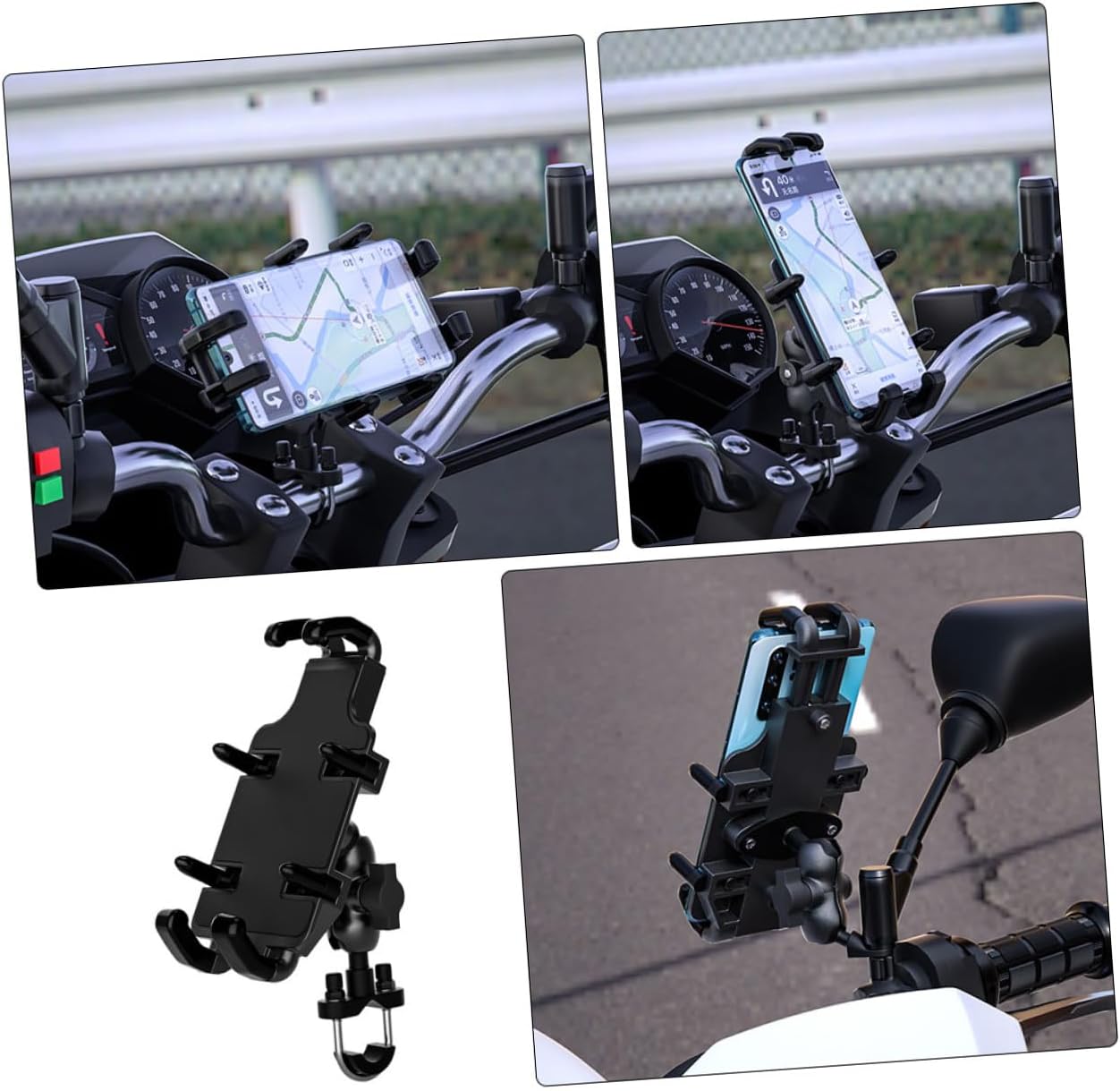 jojofuny Motorbike Phone Mount Handlebar Rack Aluminum GPS Navigation Bracket 360° Rotatable Phone Holder for Riders and Off-Road Biking