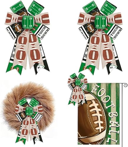 Miniatura 7 de 2 lazos de fútbol para corona de Super Bowl, lazo de corona de fútbol para decoración de fiesta de fútbol, día de juego, arco de corona deportiva