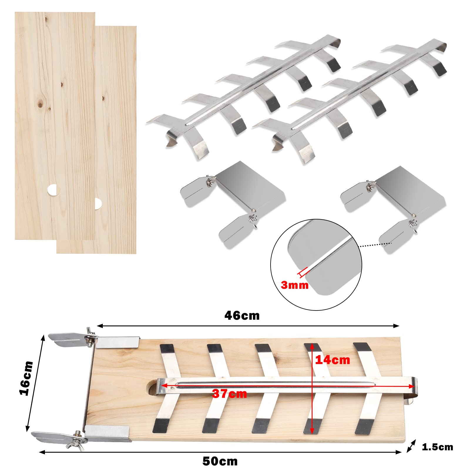 Randaco Lot de 4 planches à saumon flammé avec support - Planche à saumon avec fonction réversible - Planche à saumon pour griller, brasero - Charge maximale : 2,5 kg - Planche à saumon pour barbecue