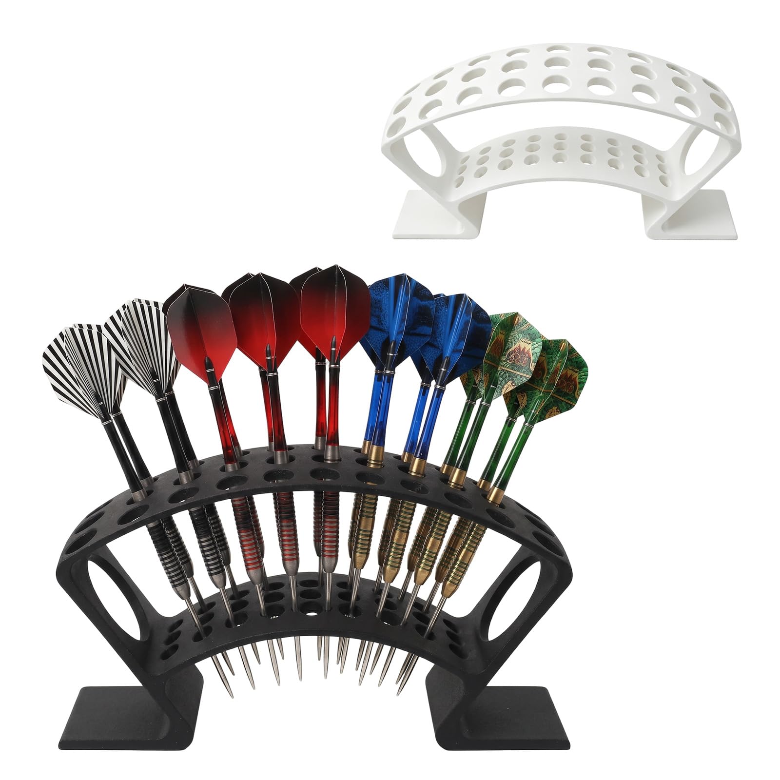 2Pcs Dart Holder Stand, Portable Dart Storage Organizer, Black and White