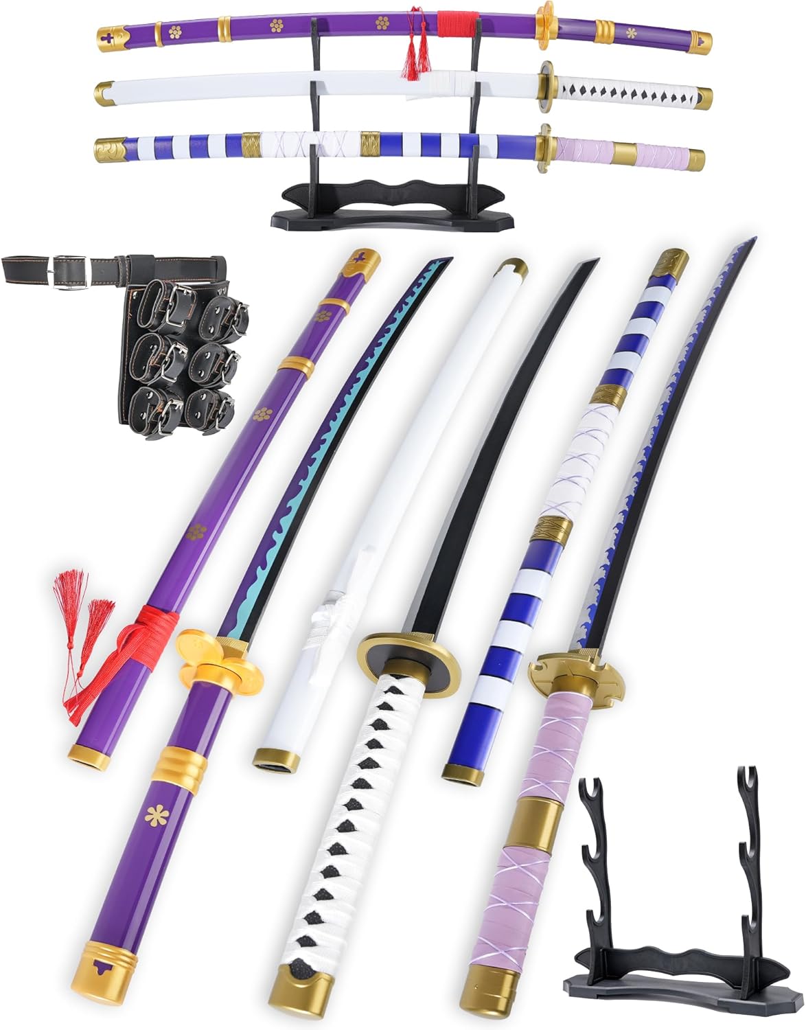 cold blade roronoa zoro sword - 41 inches anime katana replica with belt and stand - anime sword with authentic design