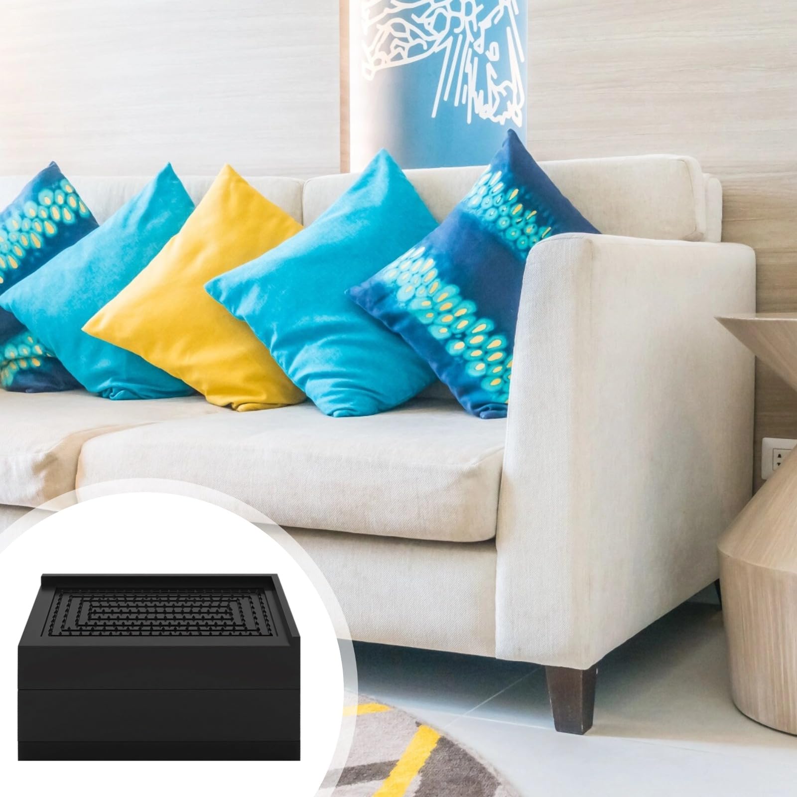 PONDON 4 elevadores de cama resistentes, elevadores de muebles negros, elevadores rectangulares de polipropileno, diseño antideslizante seguro para almacenamiento adicional, adecuado para el hogar y