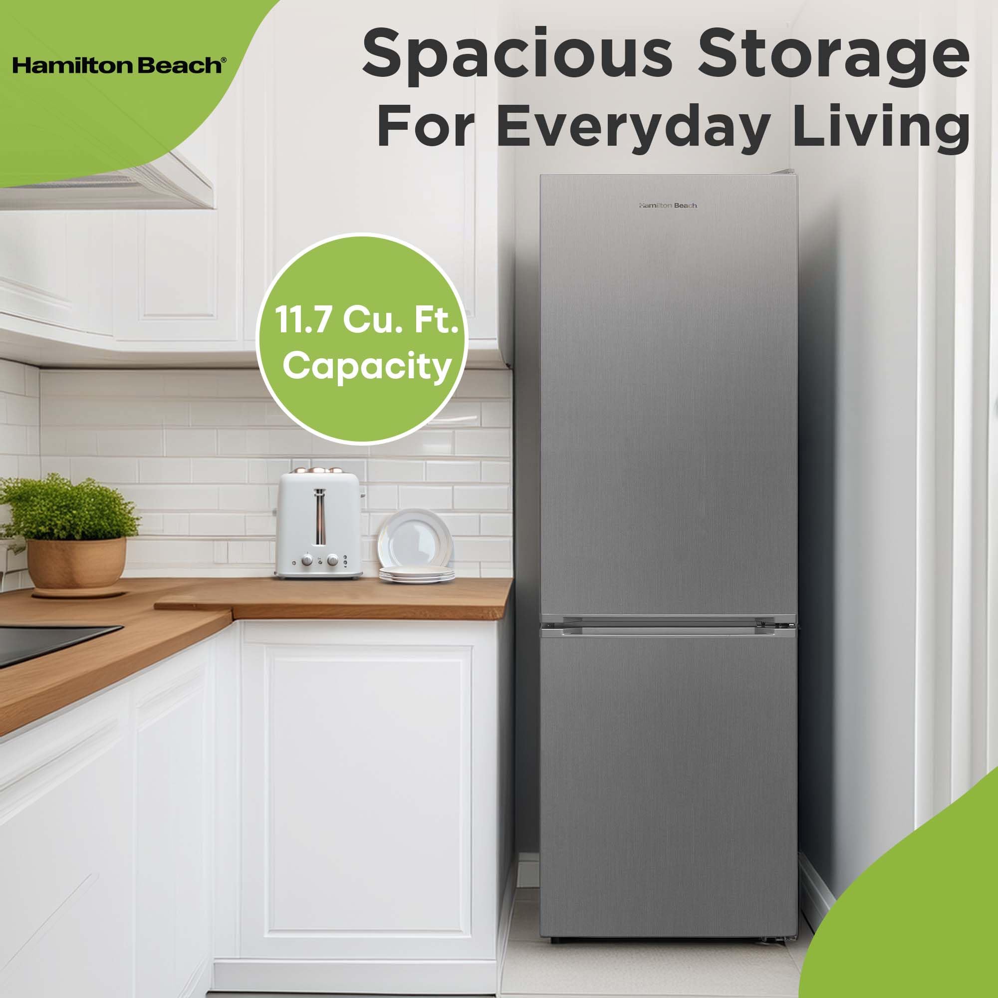 Hamilton Beach 11.5 Cubic Foot Fridge With Bottom Mount Freezer, 11.5 Cu. Ft, Stainless on Fridge.com - View 2