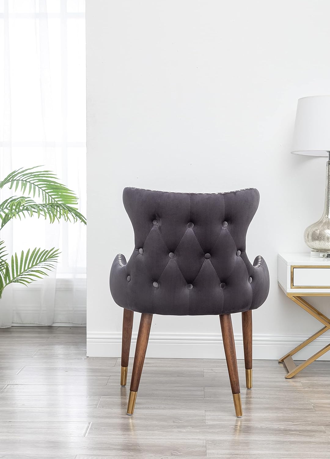 Lindale Contemporary Velvet Upholstered Nailhead Trim Accent Chair, Gray