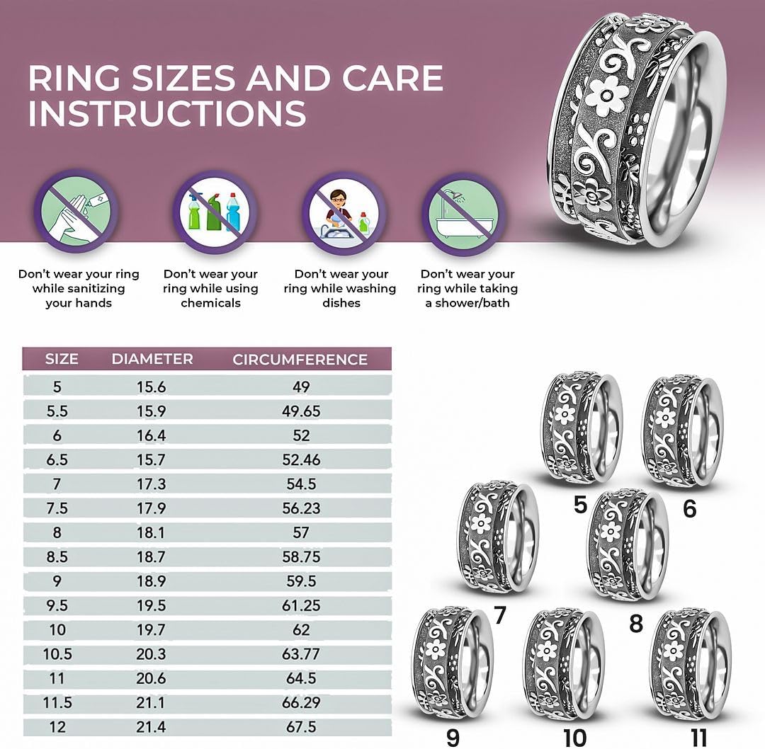 SHOP LC DELIVERING JOY 925 Sterling Silver Mom Spinner Ring Jewelry for Women Birthday Christmas Gifts for Women