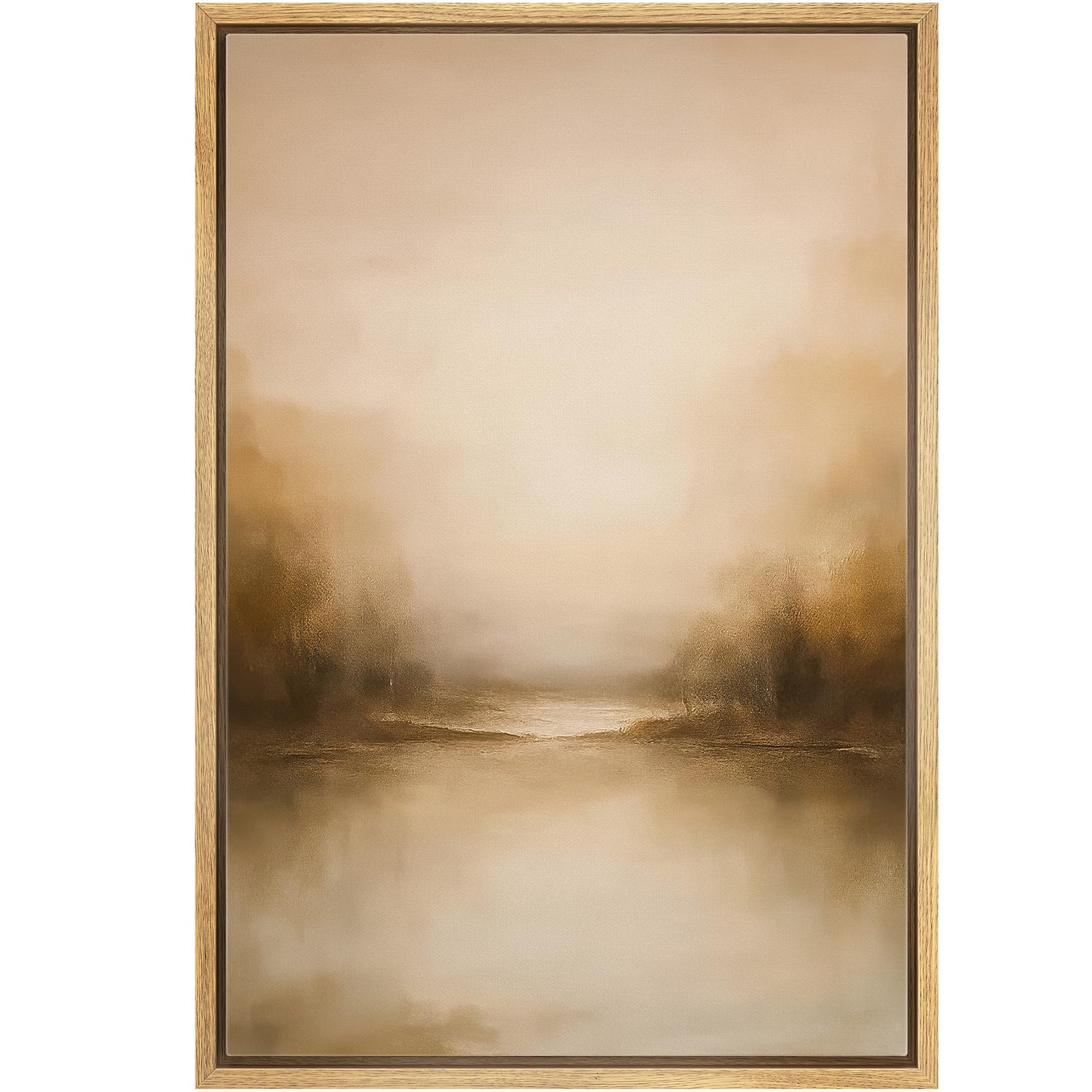 wall26 Framed Canvas Print Wall Art Soft Golden Morning Landscape Warm Neutral Fine Art Decorative Farmhouse Country Relax