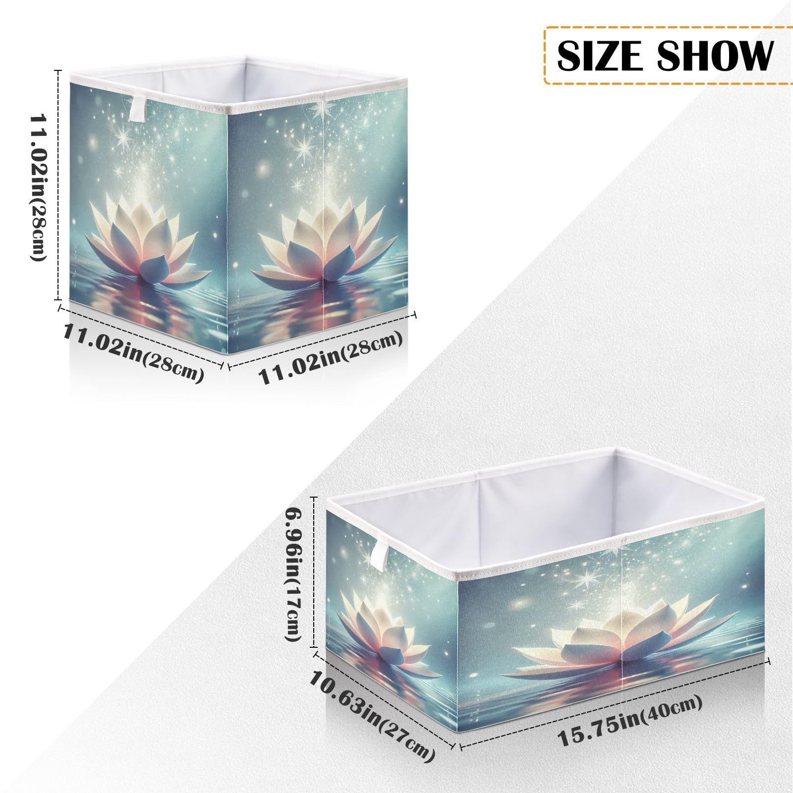 Emelivor Starlight Light Blue Cube Storage Bin Fabric Storage Cubes Large Foldable Storage Baskets Cloth Box Containers for Shelves Closet Living Room Cloth Decorative,11 x 11inch