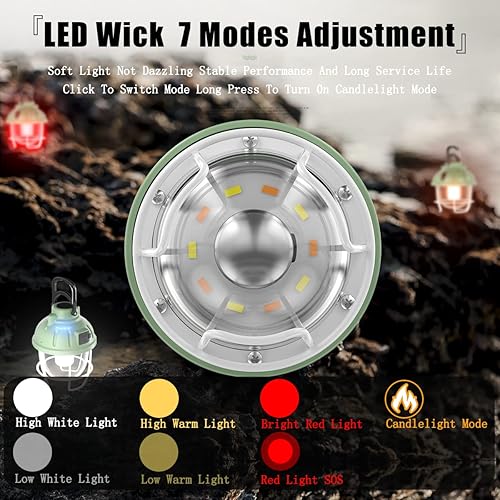 Miniatura 4 de Luz de campamento, linternas LED para tienda, luz recargable IPX4, luces impermeables, 3 colores, 7 modos de luz, linternas de supervivencia,