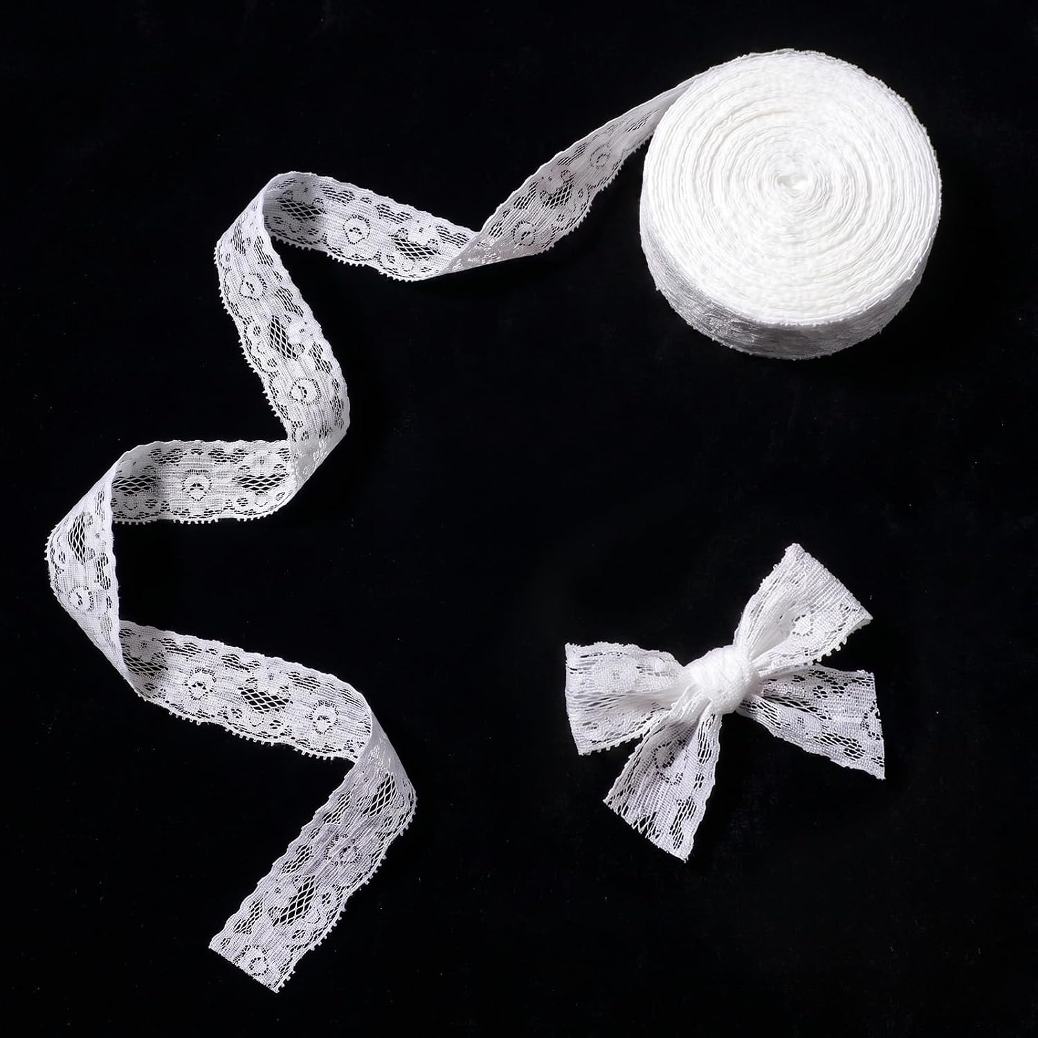 White Lace Ribbon, 22 Yards Lace Trim Ribbon Laces Trim Sewing Sewing Flower Laces Trims for Crafts Bridal Wedding Party Decorations Bouquet and Gift Packaging Dress Decoration