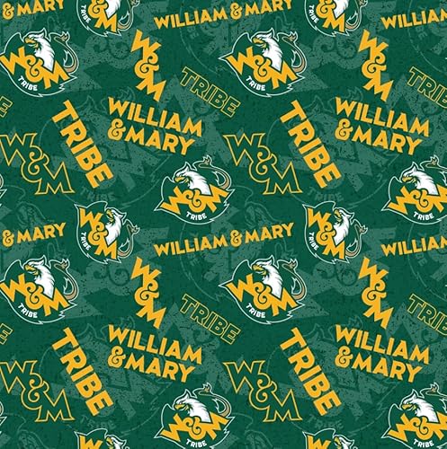 William & Mary Tribe Fabric – Officially Licensed William & Mary Cotton Quilting Fabric by Sykel Enterprises, Precut Yardage for Sewing & Crafts Tone on Tone