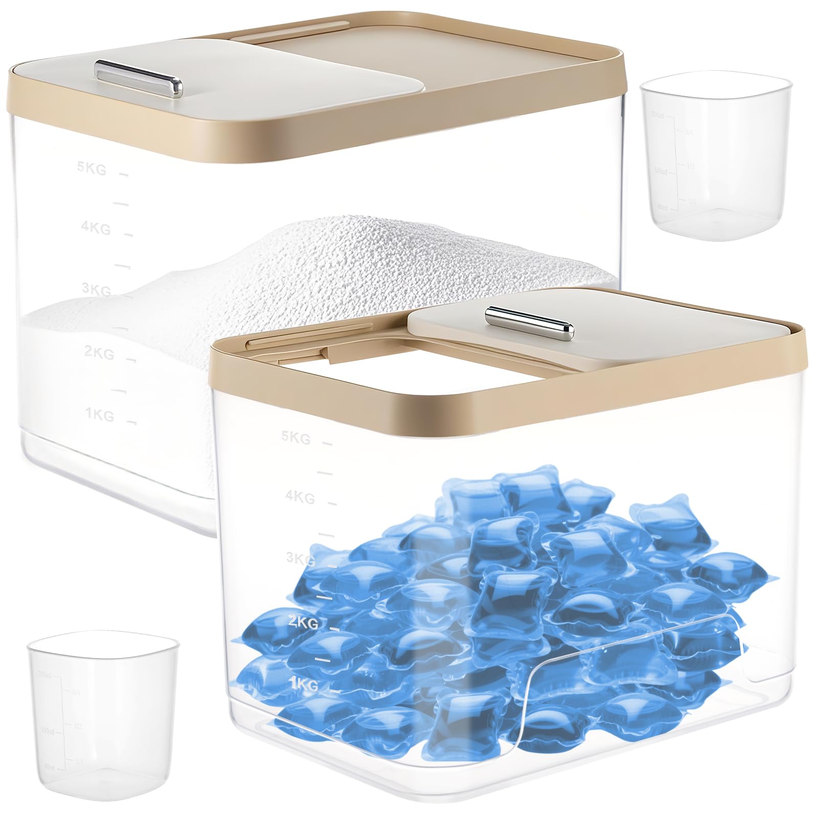 Soporte para cápsulas de lavandería hermético con tapa deslizante superior