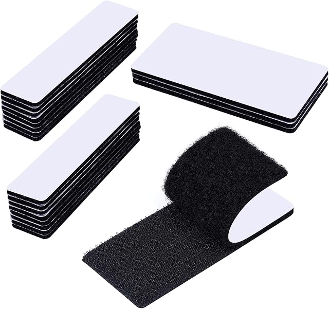 wisdompro 20 Sets Heavy Duty Hook and Loop Strip Pads, No More Nails Picture Hanging Strips Extra Strong Double Sided Sticky Pads Industrial Strength Tape for Home, Office - Black