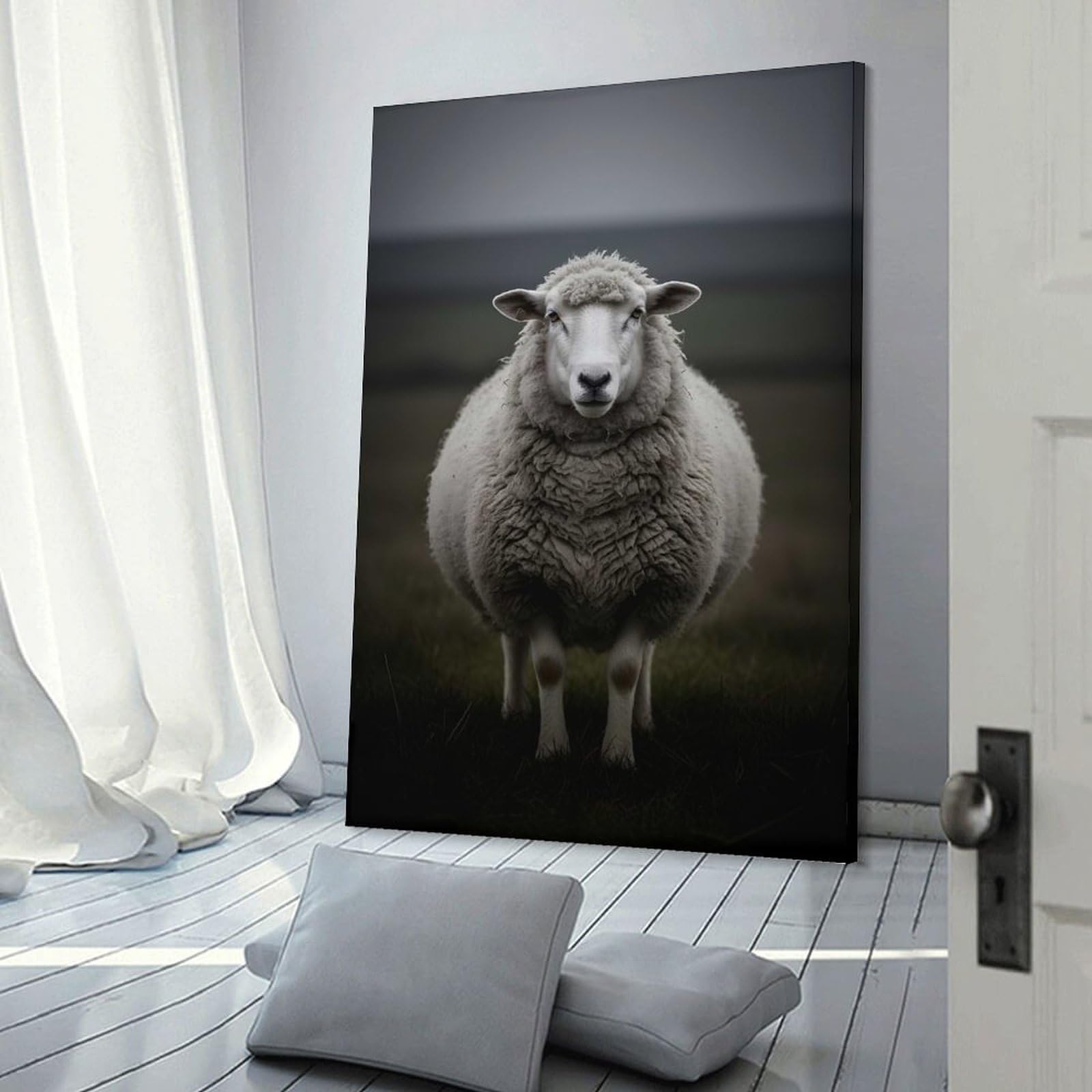 Junmoney Wall Picture Print Sheep in A Moody Landscape, 20x30inch(50x75cm), for Entrance Walls, Hall Decor Or Foyers, A Neat Decor Update for Hallways