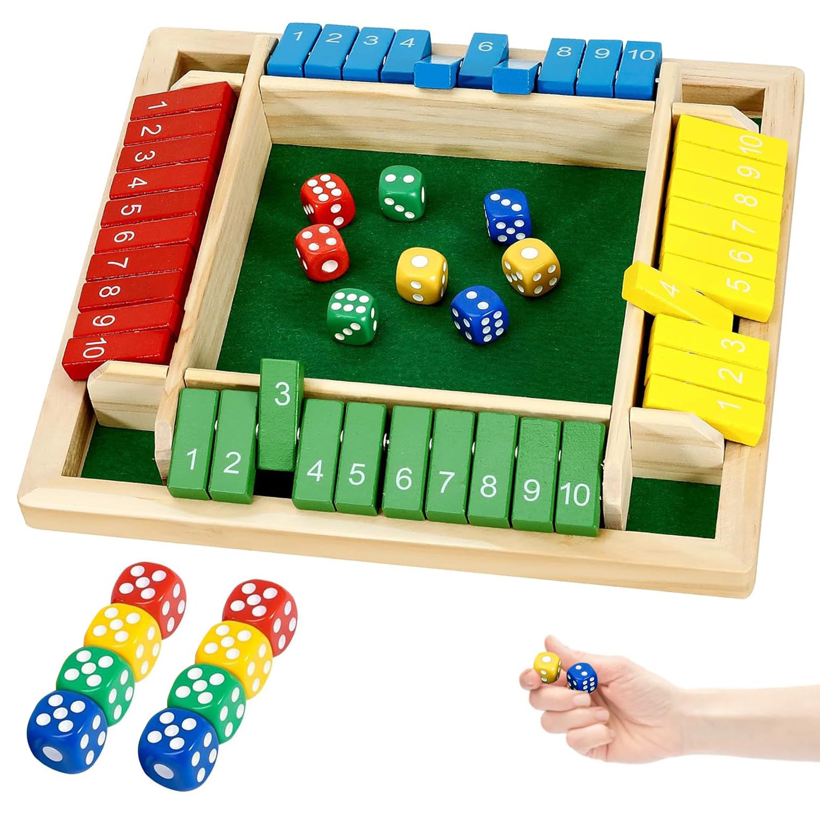 MplehDa Shut The Box Gioco da Tavolo Dice Game Tavolo in legno Numero