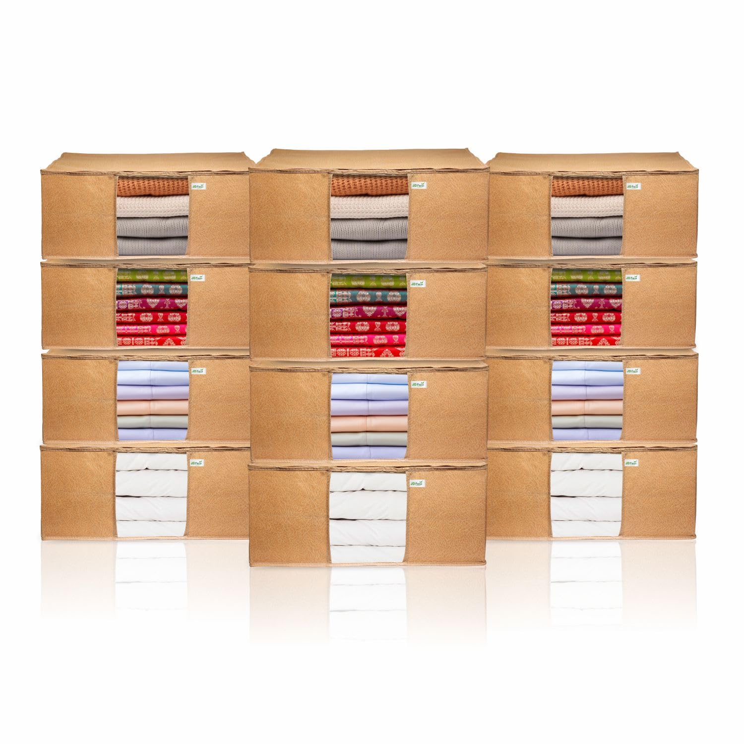JD FRESH 24 Pcs Non-Woven Saree Covers/Storage Bags with Zip Cover/Space Saving Bag with Transparent Window/Wardrobe-Cupboard Organizer for Clothes/Bedsheets/Lehengas(17 X 14 x 6.5 Inch/Orange) (B0D79QXCCR) Amazon Price History, Amazon Price Tracker