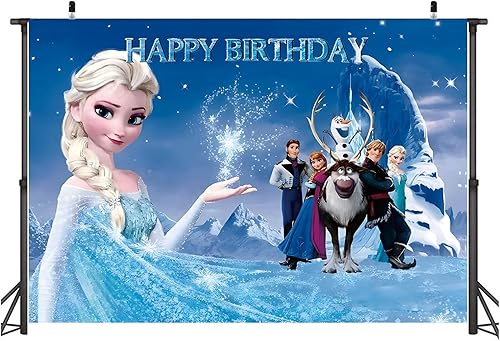Miniatura 2 de Telones de fondo de Frozen Elsa con temática de princesa congelada, suministros para fiesta de cumpleaños, decoraciones de nieve y hielo, fondo de