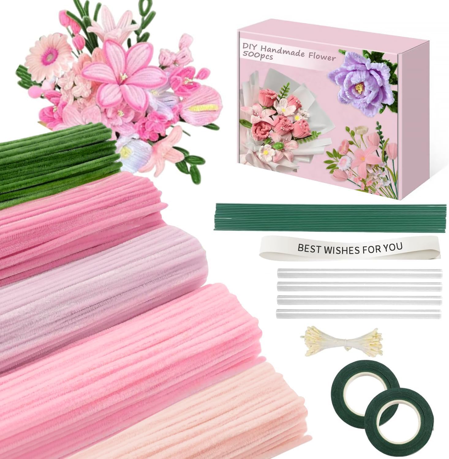 Amazon.com: 500 Pcs Pipe Cleaners Craft，5 Colors Pipe Cleaners Bulk ...