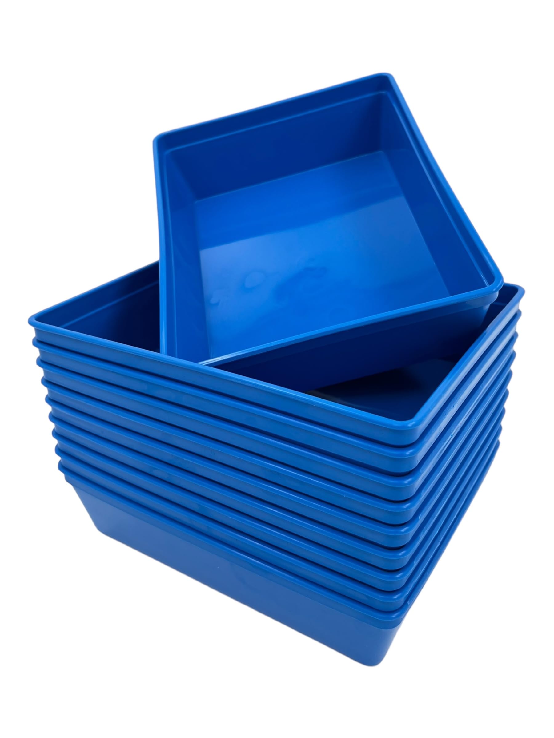 Chabrias Ltd Blue Plastic Activity Trays, Colours Kids Play Art Tray Crafts Toy Organizer Tray (Pack Of 10) - Uk Made (, 20 X 15 X 5Cm)