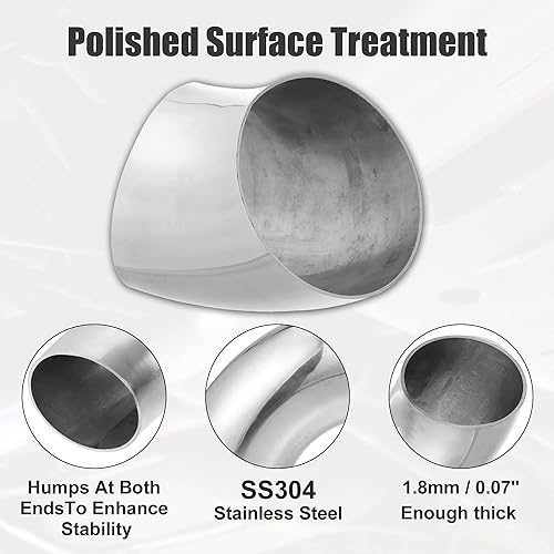 Miniatura 4 de X AUTOHAUX 1 Uds. OD 5 pulgadas 45 grados mandril curva codo SS304 tubo de acero inoxidable tubo de escape codo para coche sistema de escape
