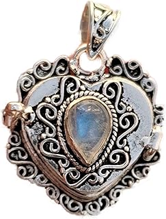 Heart Design Poison Box Pendant, Moonstone Box Pendant, Love Message Box Pendant, Teardrop Stone Pendant, Heart Design Pendant, Compartment Box Pendant, Blue Flash Pendant, Designer Box Pendant, Poison Box Pendant, Handmade Poison Pendant, Prayer Box Pendant