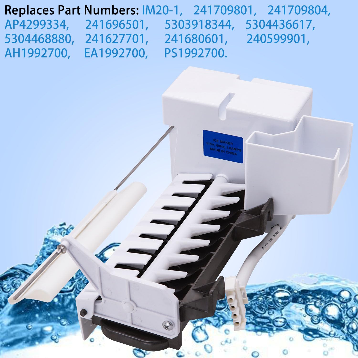 IM20-1 Machine à glaçons compatible avec réfrigérateurs Elec-trolux Frigidaire Remplace 241709804, 241709810, 241709801