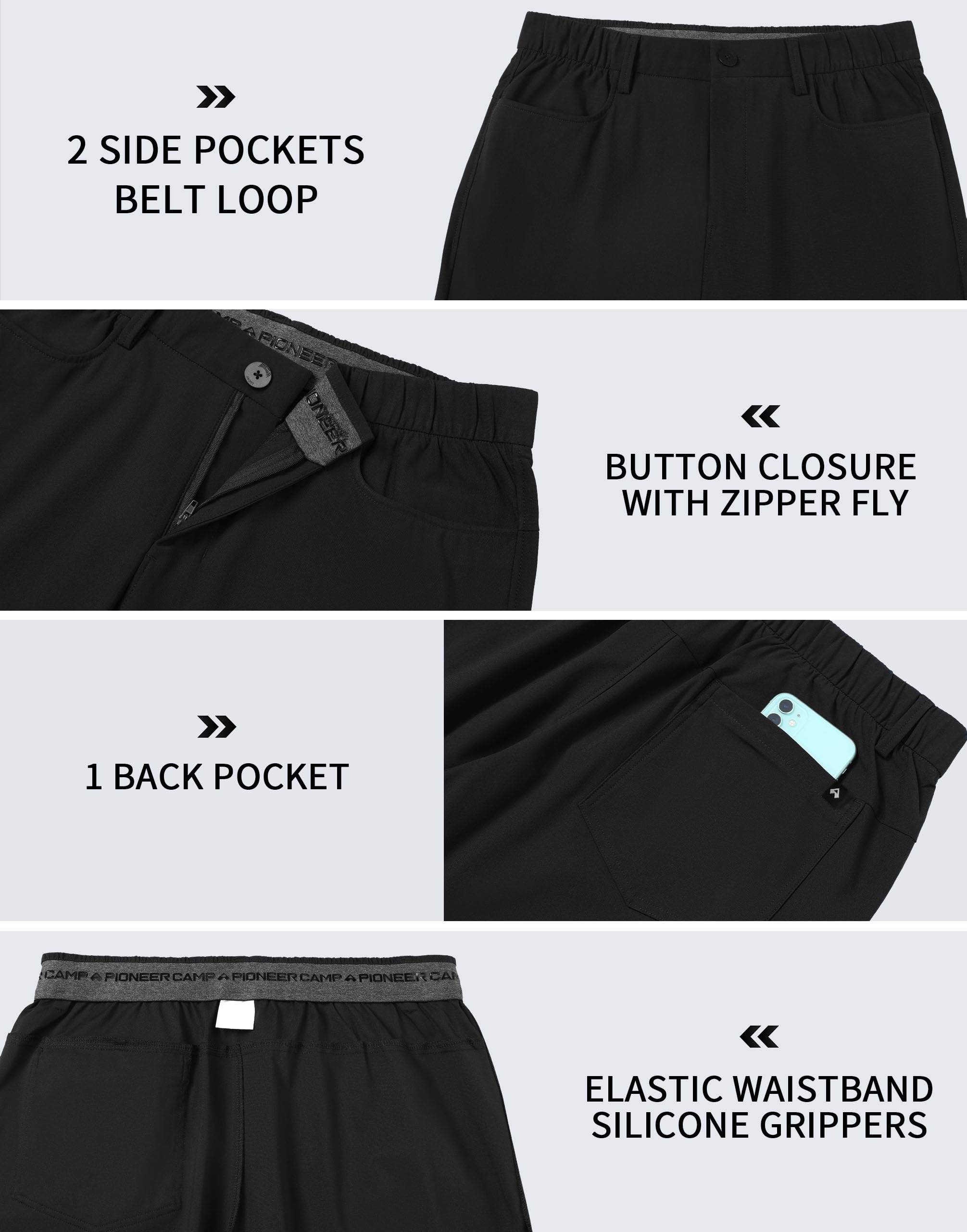 Pioneer Camp Pantalon de Golf Homme Extensible, Respirant, Taille élastique Long avec Poches fonctionnelles