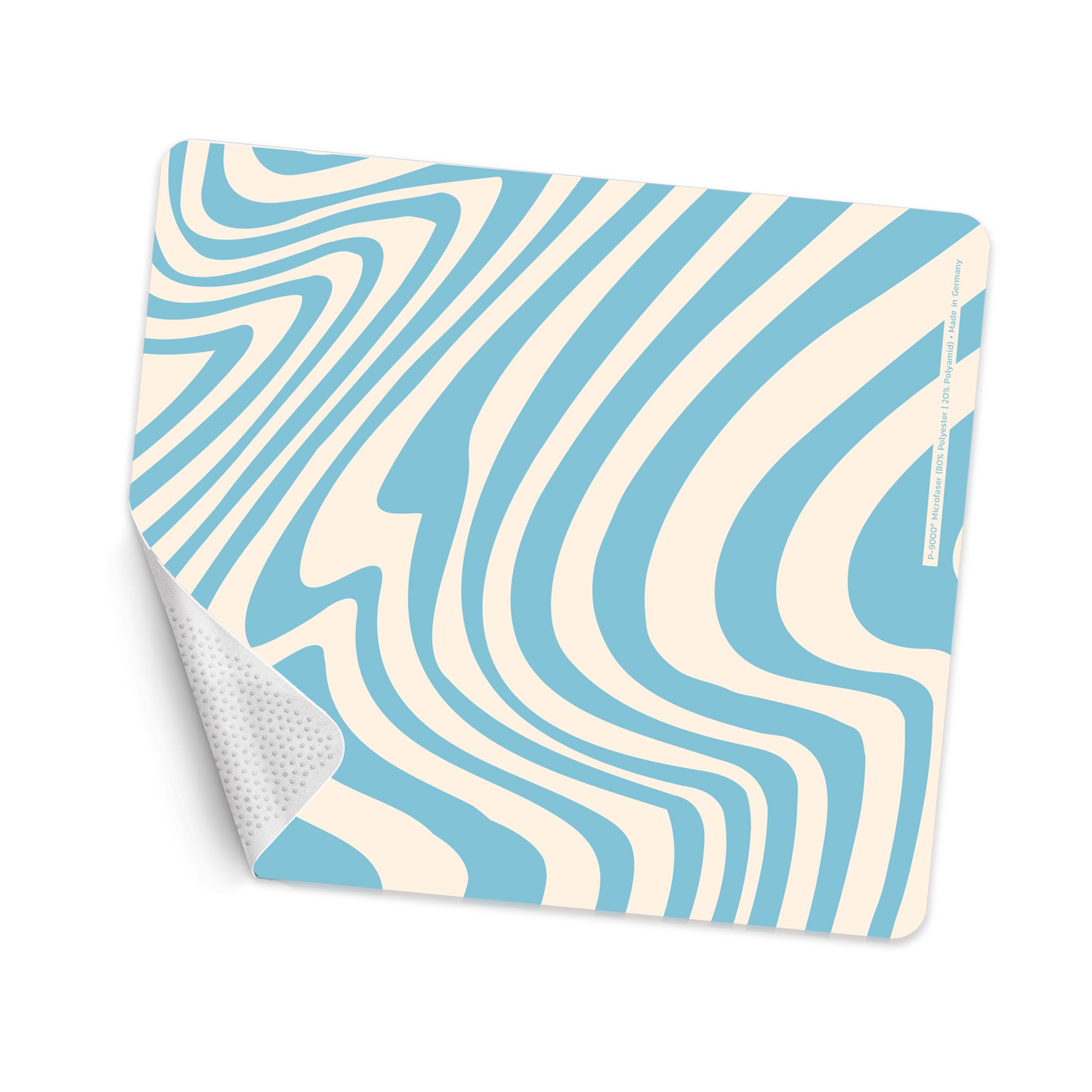 GripCleaner 4-in-1 Mouse Mat & Cleaning Cloth 23 x 20 cm - Microfibre Cloth & Keyboard Protector - Non-Slip, Streak-Free, Chemical-Free - for Display, Glass & Glasses - Made in Germany - Swirls Motif