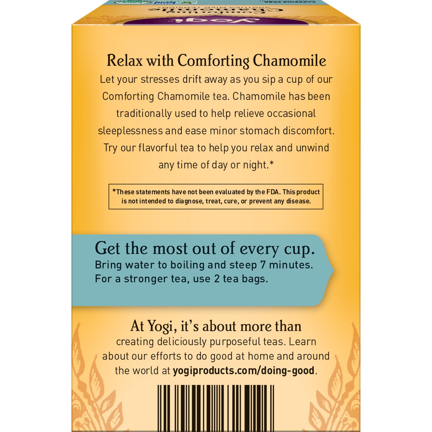 Yogi Tea - Comforting Chamomile Tea (4 Pack) - Soothes Mild Tension and Promotes Sleep - Caffeine Free - 64 Organic Herbal Tea Bags